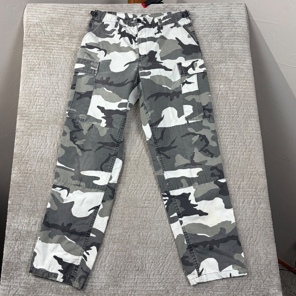 Genuine Gear Urban Camo Cargo Pants Mens Medium Long White Grey Ripstop Tactical